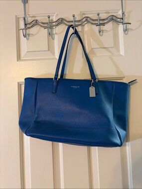 Coach Electric Blue Leather Tote with Charm